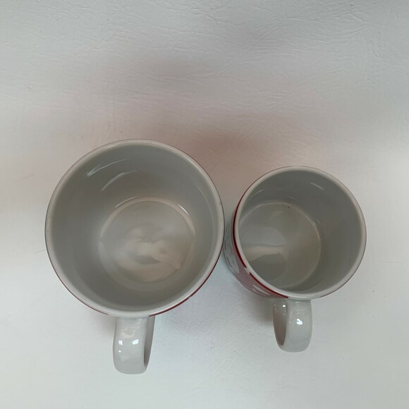 Crate & Barrel Cups Red White Snow Snowman Porcelain Made in Bangladesh Lot of 2 - Picture 6 of 8